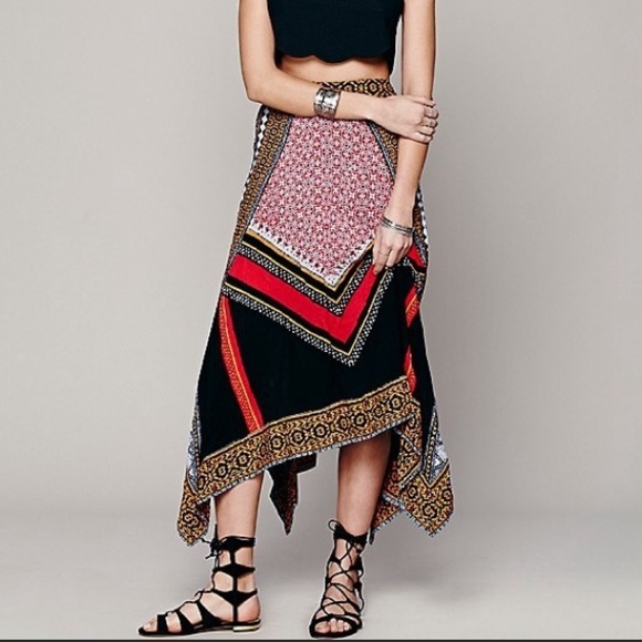 Free People Dresses & Skirts - Free People red/black Bedouin traveler maxi skirt